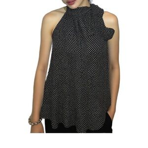 Jacob Vintage Black and White Silk Polka Dot Blouse Top Size XSmall